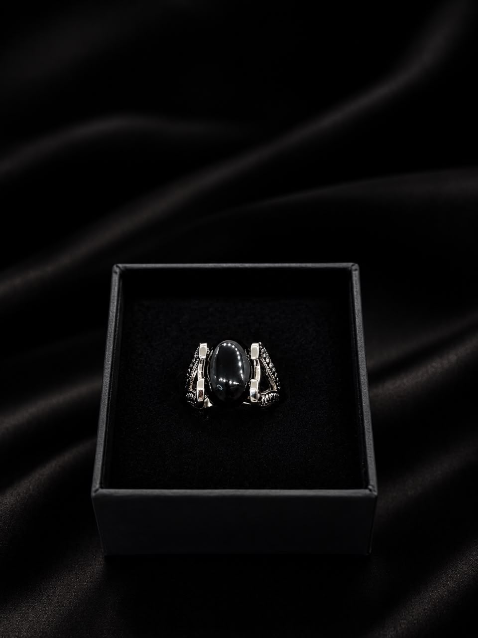 Qahir Oval Cabochon Stainless Steel Ring
