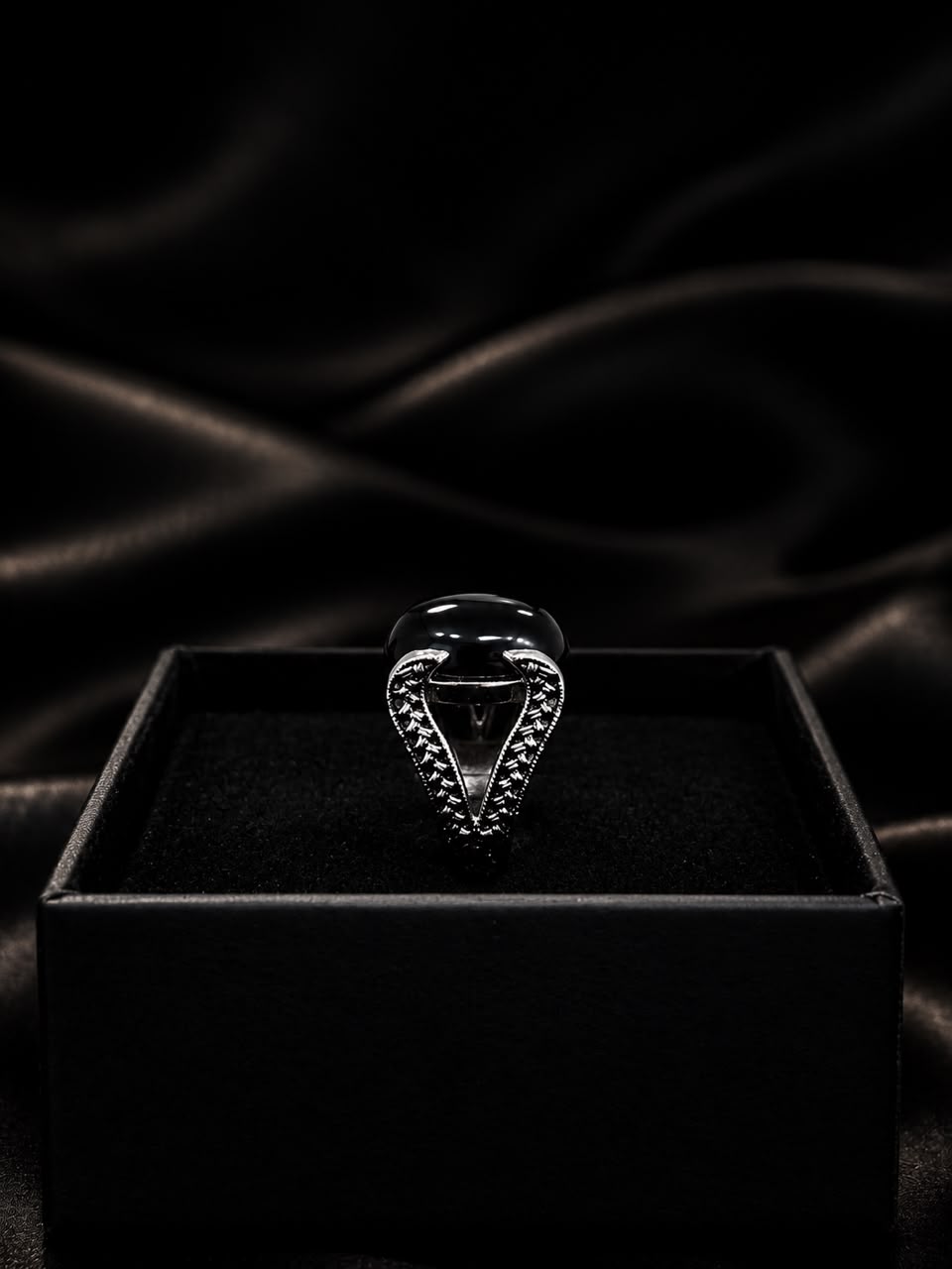 Qahir Oval Cabochon Stainless Steel Ring